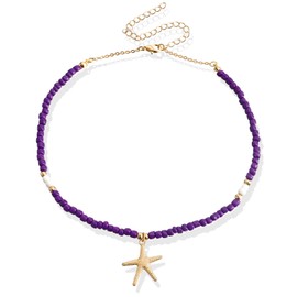 Starfish Necklace Beach Charm Necklace Shell Choker Necklace for Women Boho Beaded Necklace Summer Outfits for Women 2024 Beach Essentials