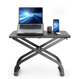 SAIJI Metal Small Laptop Standing Converter, 23" Height Adjustable Desk Riser for Tabletop, Sit-Stand Workstation, Table Extender for Desk