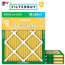 Filterbuy 18x20x1 Air Filter MERV 11 Allergen Defense (4-Pack), Pleated HVAC AC Furnace Air Filters Replacement (Actual Size: 17.50 x 19.50 x 0.75 Inches)