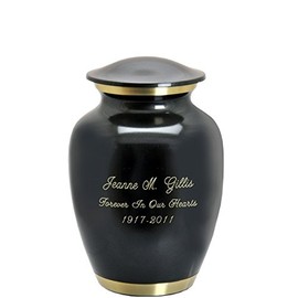 Memorial Gallery Custom Engravable Dark Pewter with Two Gold Bands Cremation Urn (6", Engraved)