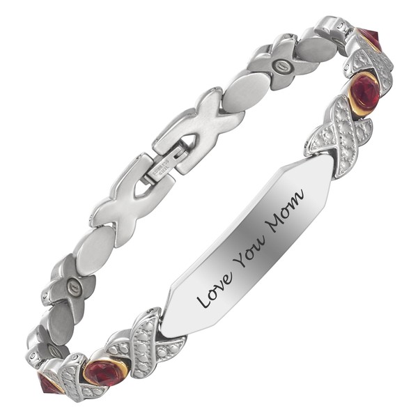 Wollet Magnetic Therapy Stainless Steel Bracelet for Women, Amethyst Lymph