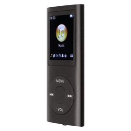 CYSFETENA Stylish MP3 Player with Lossless Sound, 1.8 Inch LCD Screen Aluminium Alloy Portable Music Player, Supports up to 64 GB, for Sports Entertainment (Black)