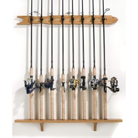 Old Cedar Outfitters Modular Wall Rack for Fishing Rod Storage, Holds up to 8 Fishing Rods, Pine, Finish, 8 Capacity