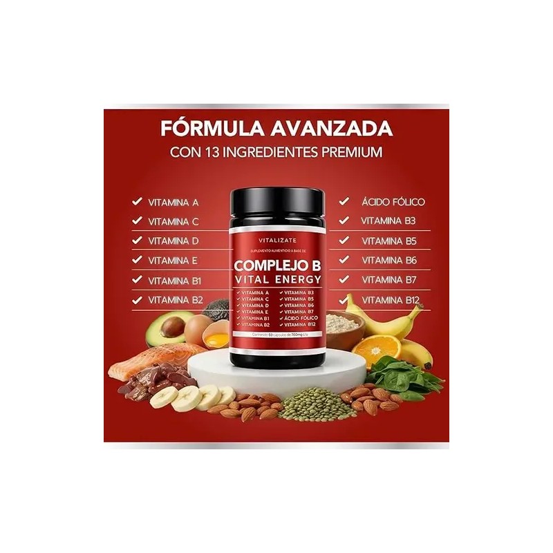 Complejo B Completo Vitalizate Vitamina B12 60 Cápsulas Sin Sabor