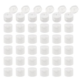 sourcing map 36pcs 28/410 Flips Top Caps for Bottles, Replacement Plastic Reusable Non-Spill Bottle Lid for Squeeze Bottles, Refillable Bottles, Plastic, Empty, Shampoo Bottles, White