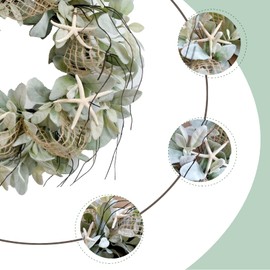 CIR OAOSES 18 Inch Green Ear Lambs Leaves Starfish Wreath for Front Door, Rustic and Farmhouse Spring Summer Greenery Wreath for Inside and Outside, Grapevine Year Round Wreath for Home Decor