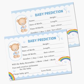 Papa Prints Baby Prediction Cards Baby Shower Game Pack of 24 Baby Shower Prediction Cards (149 x 105 mm) Teddy Bear Baby Shower Card