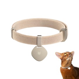 BuddyArmor Safety Cat Collar Pro and Tag Set - U.S. IDA Gold Award, Elastic Release Cat Collar Charm Tag, Non Breakaway Cat Collar Adjustable with Charm for Kitten Small Large Cats (Linen, S)