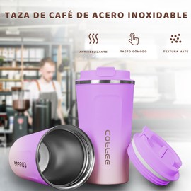 MXCOCO Taza Termo de Café de 18 oz/510 ml de Acero Inoxidable 304 con Tapa, Taza de Vacío para Bebidas de Café Frías y Calientes, Vaso Térmico para Café, para la Oficina, el Automóvil y el Parque