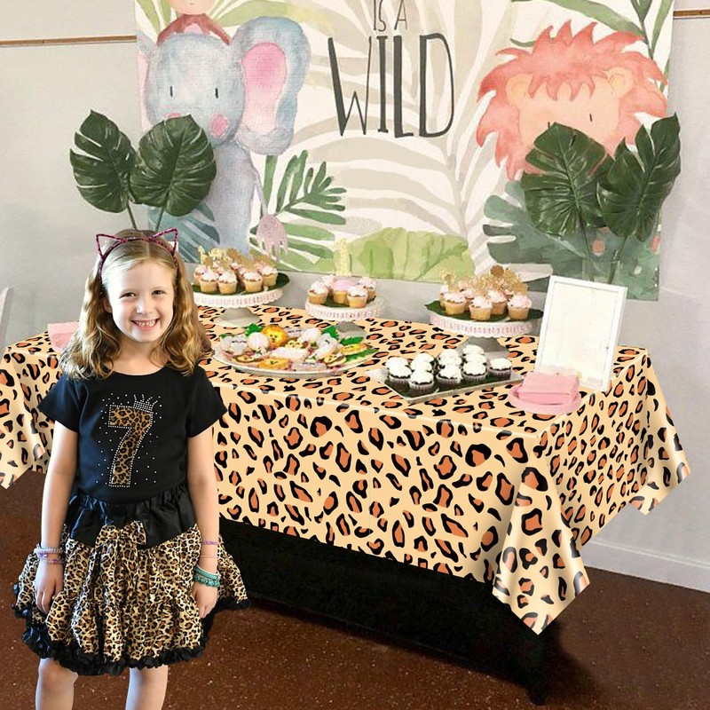 PTECDROTS 4Pcs Leopard Tablecloths, Rectangular Safari Animal Cheetah Print Table