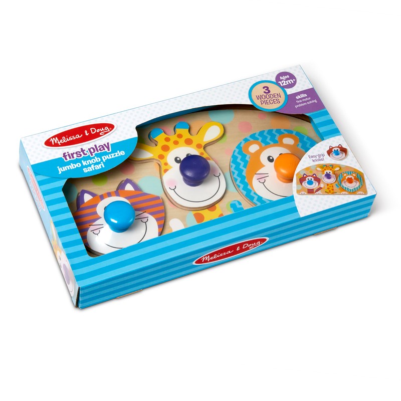 Melissa & Doug First Play Wooden Jumbo Knob Safari Animal