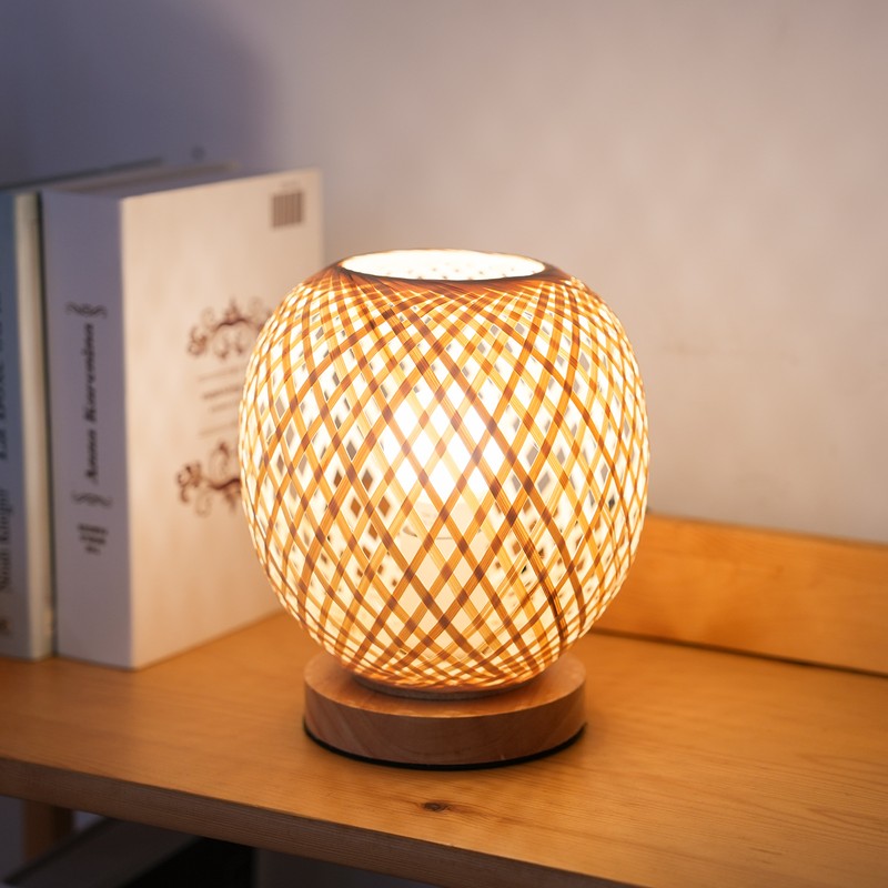 Bedside Lamp Bedroom Cosy Bamboo Woven Lamp Warm Light Night