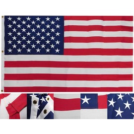 USA 5'x8' 600D Synthetic Polyester-Cotton Embroidered Sewn Stars and Stripes Heavy Duty Banner Flag