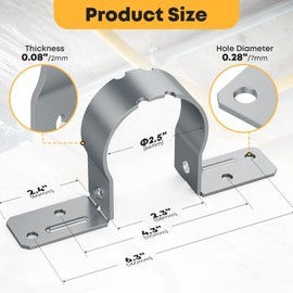 20 PCS Fence Post Brackets, 2-3/8 Steel to Wood Fence Bracket, Fence Brackets for Metal Posts, Galvanized Pipe Grip Tie Fence Post Repair with Screws