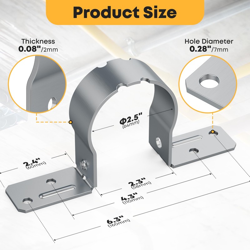 20 PCS Fence Post Brackets, 2-3/8 Steel to Wood Fence