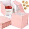 DOYIDE 12Pcs 8x8x8 Inches Cake Boxes, Pink Square Bakery Boxes