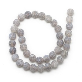 Gemstone Beads 6/8/10 mm Frosted Agate Stone Round Natural Stone Frosted Agate Pearl Semi-Precious Stone Gemstone Bead with Hole for Threading (Grey, 6 mm - 18 Pieces)