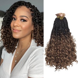 Boho Box Braids Crochet Hair Pre Looped 10 Inch - Goddess Bohemian Box Braids Crochet Hair for Black Women with Curly Ends 8 Packs Bob Crochet Braids 4-30