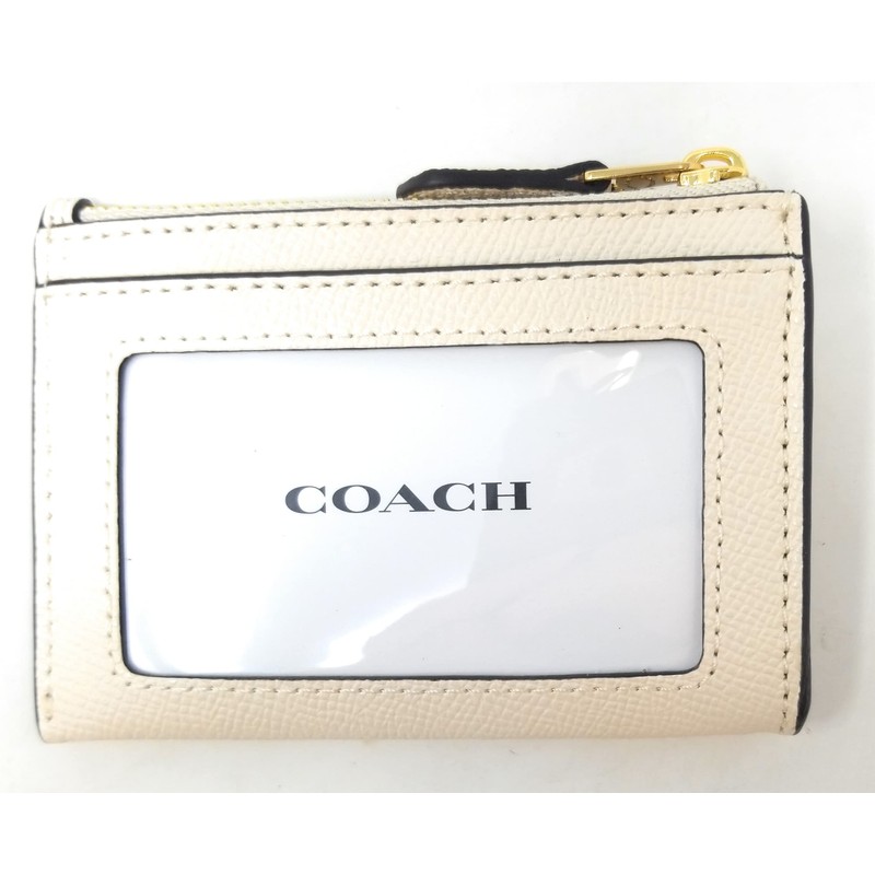 COACH Women's Mini Skinny ID Case, Crossgrain Leather - Chalk,