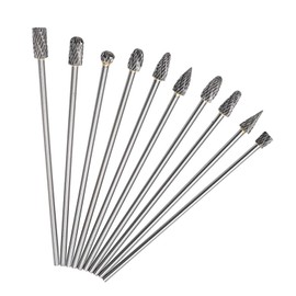 Carbide Burr Set, Long Shaft Tungsten Carbide Burrs Set Kit, Long Shank Tungsten Carbide Burr Set 6mm Shank Die Grinder Burr Set for Metal 6-Inch Length 10 PCS