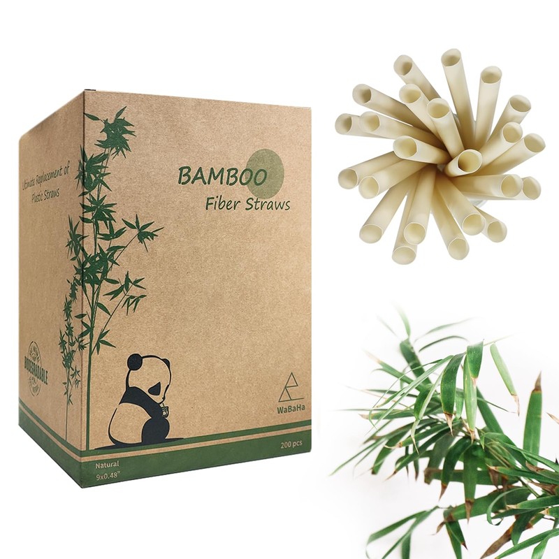 Extra Wide Bamboo Boba Straws Disposable - Pack of 200