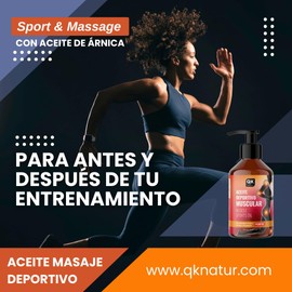 QKnatur - Muskelsportöl (250 ml). Kombination von Ölen natürlichen Ursprungs für die Muskelmassage - Enthält Arnika, Wintergrün und Teufelskralle