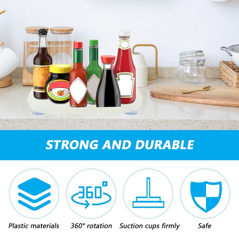 Lazy Susan Organizer Turntable (15.67''x11.73''), Smart Track System for Easy