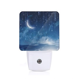 Moon Stars Night Light,Night Sky Moon Stars Night Lights Plug-in Dusk to Dawn Sensor Nightlights for Bedroom Bathroom Hallway Stairs