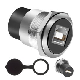 EGOCHALLENGER Threaded Fixed USB B to A Panel Mount Adapter, USB 2.0 Female Connector, Solderless USB Type B to A Conversion for Printers and Scanners (Silver)