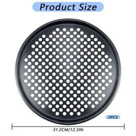 2 PCS 12-Inch Nonstick Pizza Pan with Holes, Perforated Carbon Steel Pizza Tray for Oven, Round Bakeware Pizza Tray for Home Restaurant Kitchen Baking