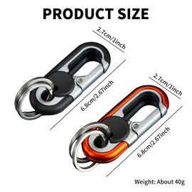 Oiieco 2PCS Car Keyring Key Chain Set, Double Ring Metal Keychain with Hook for Men, Car & Office Key Organization,Car Key Ring (Black/Orange)