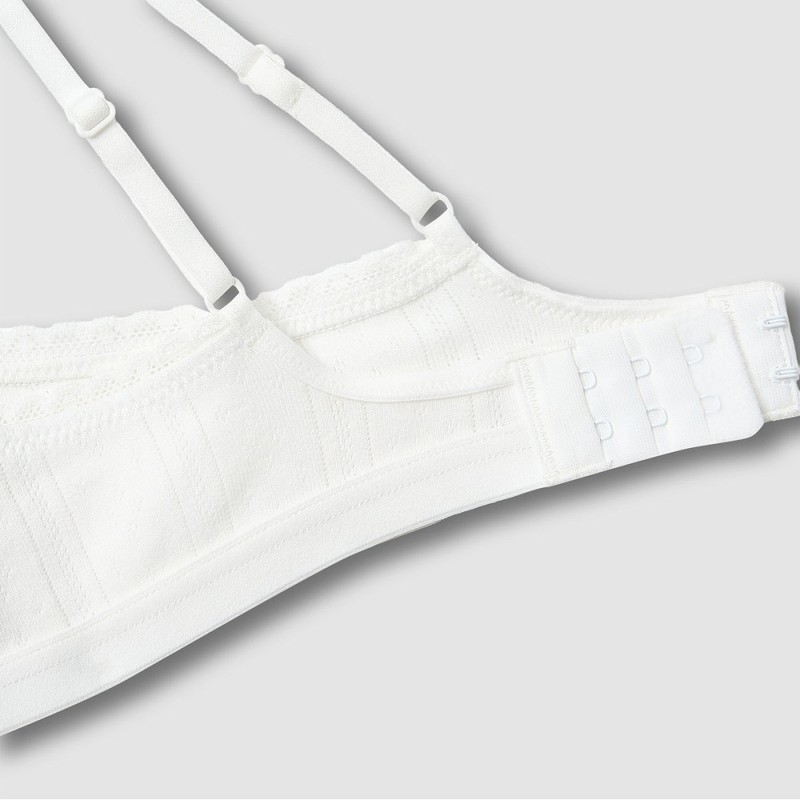 JAJU [JAJU] Women's Cotton Pointelle Bralette - White