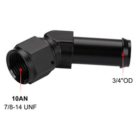 Podavelle 10AN Female to 3/4 Barb 45 Degree Hose Fitting Adapter Swivel Aluminum Black 2PCS