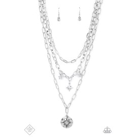 Paparazzi -Jewelry, Under the Northern Lights - White, Black Necklaces - White