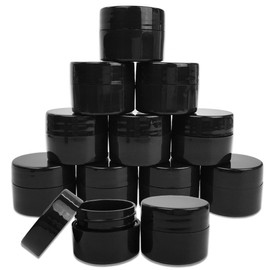Beauticom 24 Pieces 7G/7ML (0.25oz) BLACK Sturdy Thick Double Wall Plastic Container Jar with Foam Lined Lid for Pills, Medication, Ointments and Other Beauty and Health Aids - BPA Free