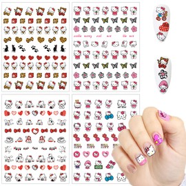 3D Cartoon Nail Art Stickers Self Adhesive Cute Nail Decals 6 Sheets Kawaii Design Nail Charms for Acrylic Nails Supplies Designer Nail Stickers for Women Girls DIY Nail Decorations Accessories