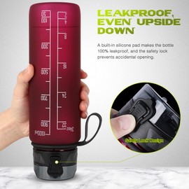 FULDENT Sports Water Bottle 1L, Leakproof Design Water Bottle with Time Marker, BPA Free Tritan Plastic Drinking Bottle for Teenager, Adult, Sports, Gym, Fitness, Cycling, School & Office