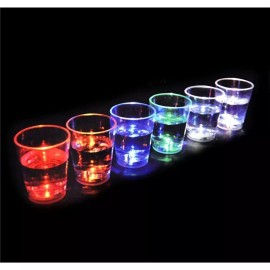Unbranded 24/pk Non-toxic Plastic Colorful Flashing Light UP LED Cups Shots Glass for Bar