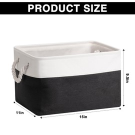 Oterri 4 Pack Cube Storage Bins, Foldable Storage Cubes, 15"x11"x9.5" Fabric Cubes Storage Basket, Decorative Storage Basket for Home, Shelves, Nursery Organizers(White/Black)