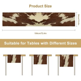 ShiTingYu Cow Print Table Runner Retro Brown White Cow Fur Animal Fur Skin Farmhouse Theme Vintage Table Runner for Kitchen Arty Holiday Dinner Kids Boys Girls13x70 Inch