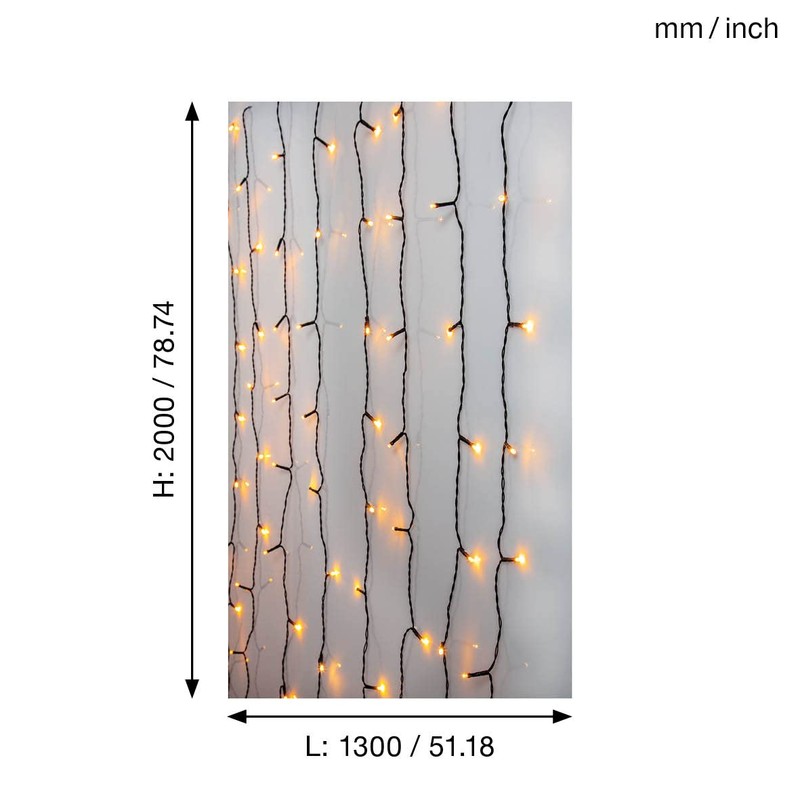 Star Trading Golden Warm White LED Light Curtain 1.3 x
