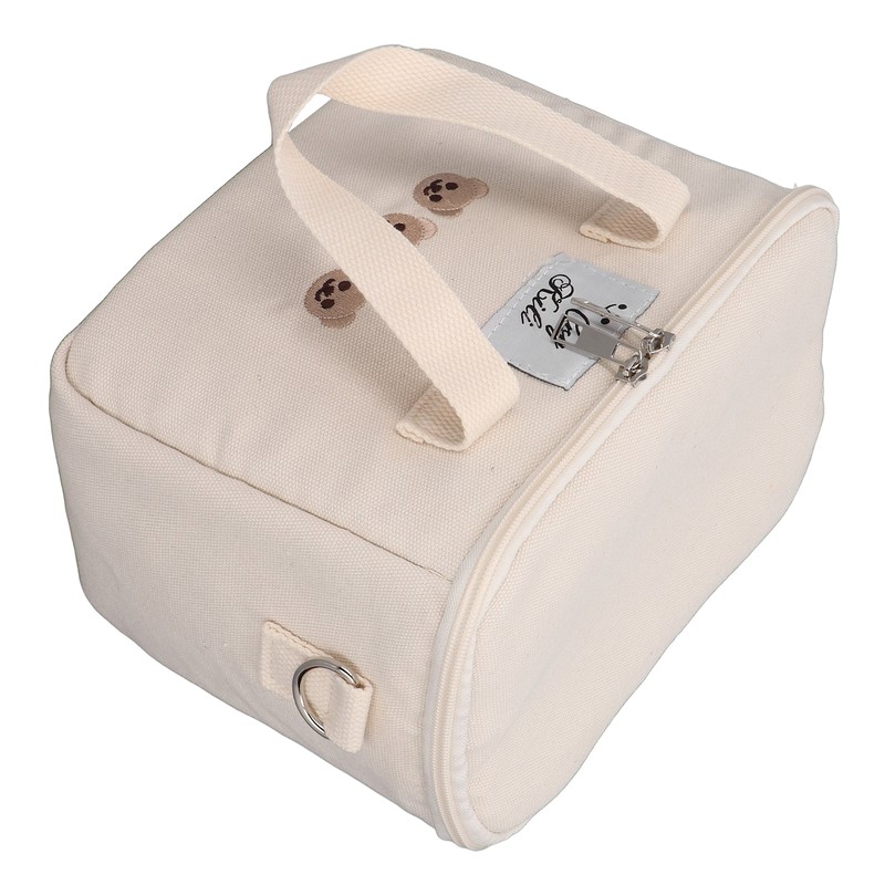 Insulated Lunch Bag Embroidered Bear Waterproof Leakproof Adjustable Straps Lunch