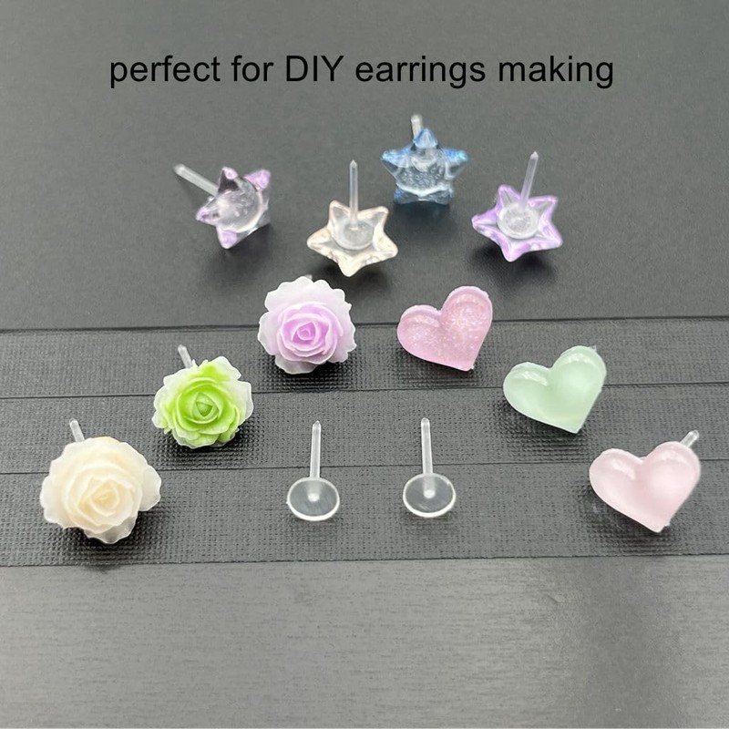 Invisible Earrings for Work, 300 Pairs Clear Plastic Earring Posts