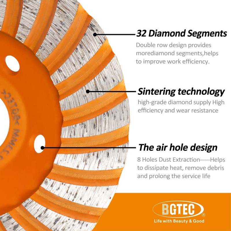BGTEC Diamond Cup Wheel for Concrete - 125 mm Angle