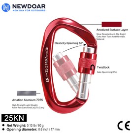 NewDoar Heavy Duty Locking Clips 24KN/5400lbs,Screwgate Locking for Keychain Dog Leashes&Harness, Heavy Duty Clips for Camping, Hiking, Swing, Hammock