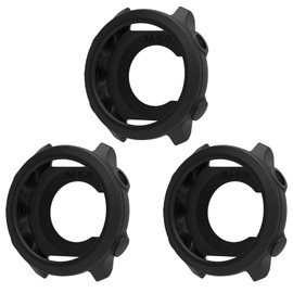 3 Pack Watch Cover Compatible with Garmin Forerunner 55 Silicone Protective Case Shell Smartwatch Accessories (Black)