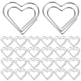 TEHAUX 100pcs Heart Shaped Paper Clips - Love Heart Bookmark Small Metal Journaling Clamps for Document Note Sorting, Wedding Decoration, Photo