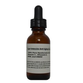 Super Intensive Anti-Aging Serum, 100% Pure Hyaluronic Acid, Vitamin C, Vitamin E, MSM, and DMAE (1oz)