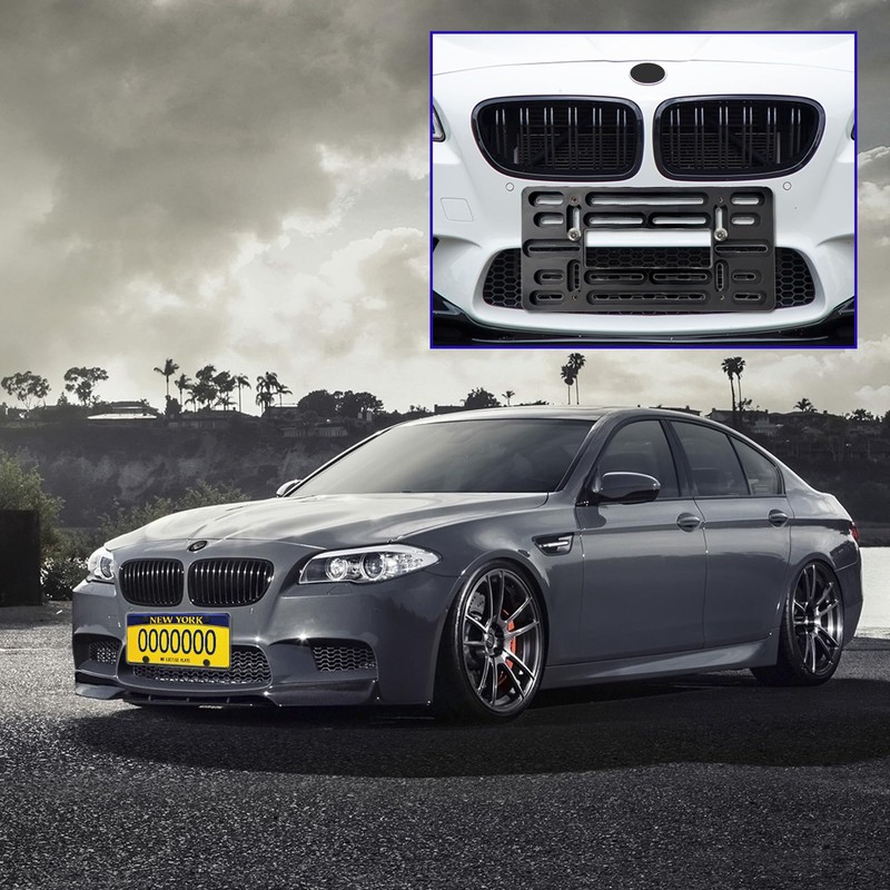 FBJTDQ License Plate Bracket - Black Universal Front Bumper Plastic