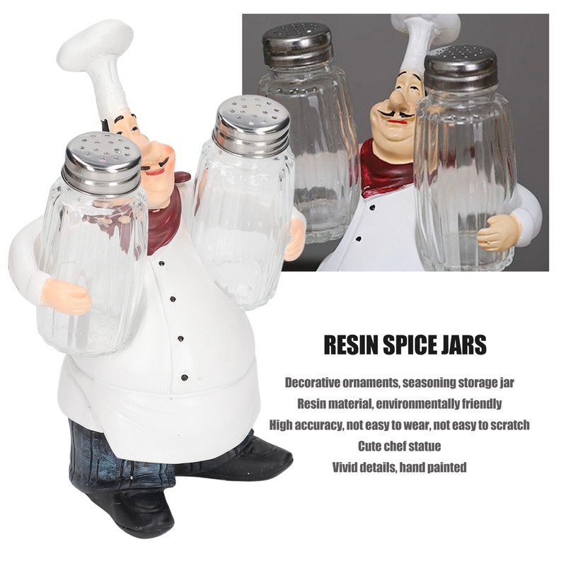 Chef Statue Salt Shakers Set Adorable Statue Vivid Details Resin